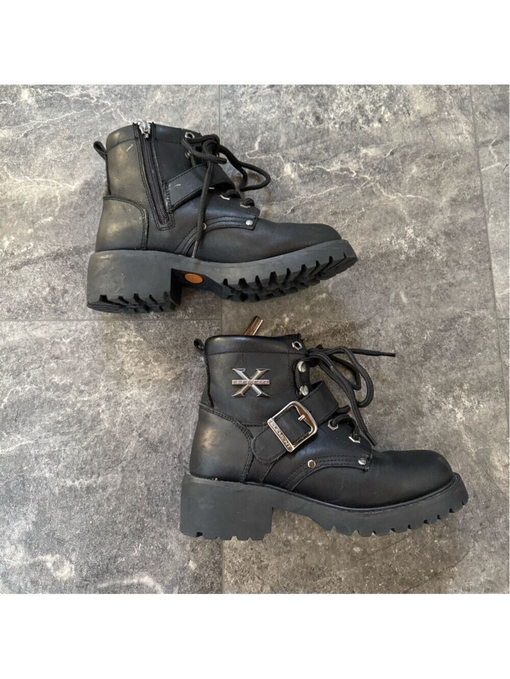 Xelement Black Leather Lace Up Boots Oil Resistant Style 2451 Size 7.5
